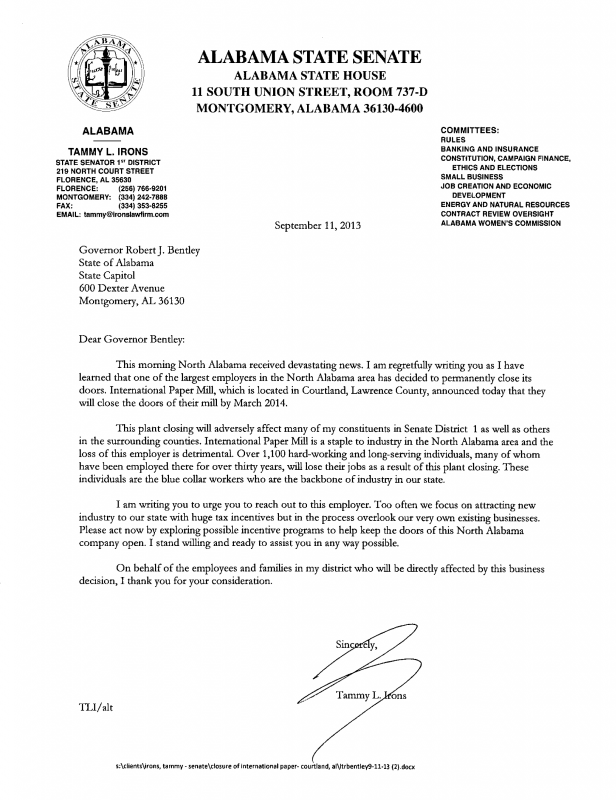 tammy irons governor bentley international paper