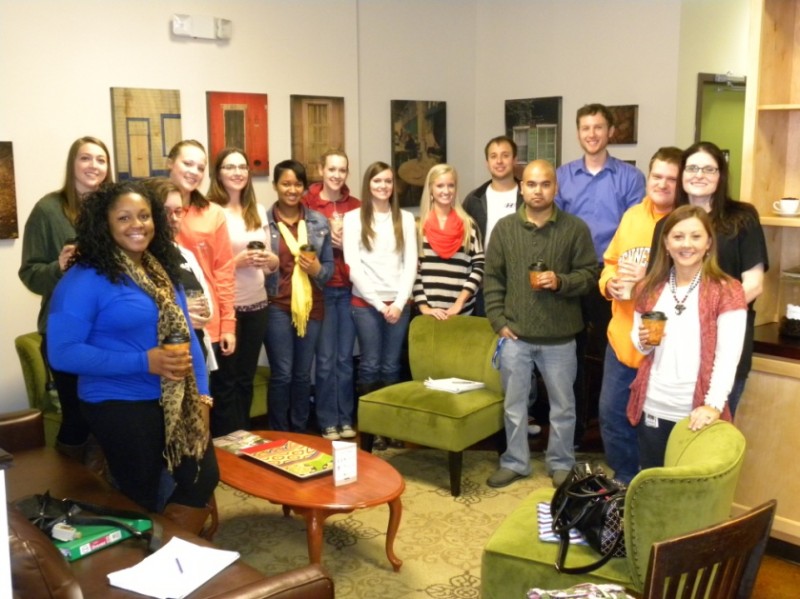 Professor Kim Roberts (far right) and Business students from Athens State University. 