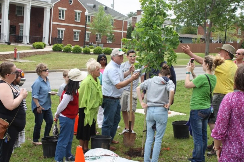 Participants at last year’s event planting trees on campus