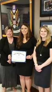 : Left to right: Saralyn Mitchell, Athens State Director of Career Counseling Services and Cooperative Education; Katie Smith, Athens State Intern Student of the Year; Laura Allen, Athens State Assistant to the Director for Career Development and International Student Advisor.