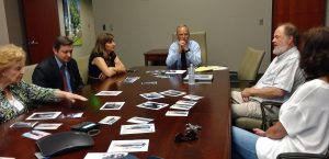 artist Casey Downing Jr. meeting with the Judge Horton Monument Committee and Horton family