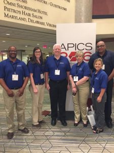 Left to Right: James Chandler (Management of Technology major), Lara Colvin (Management major with a minor in Logistics & Supply Chain Management), Dr. Mike Essary (Chapter Advisor), Melissa Rogers (Management of Technology Major), Tim Hobbs (Tennessee Valley Chapter President), and Dr. Kim Roberts (Chapter Co-Advisor)