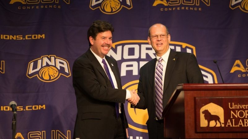 UNA President Dr. Ken Kitts and ASUN Commissioner Ted Gumbart