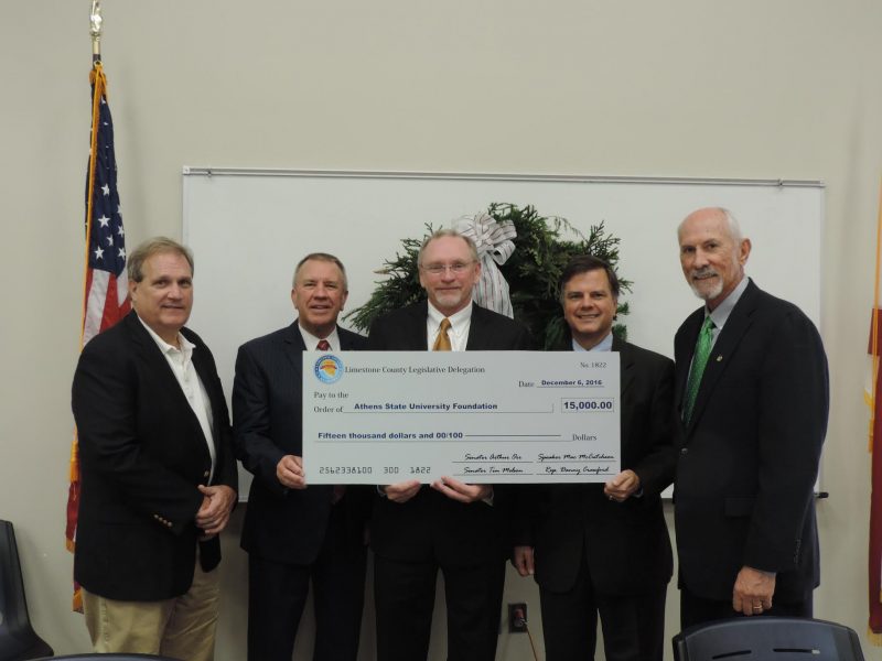 Senator Melson, Speaker McCutcheon, Athens State Vice President for Advancement Keith Ferguson, Senator Orr, Representative Crawford