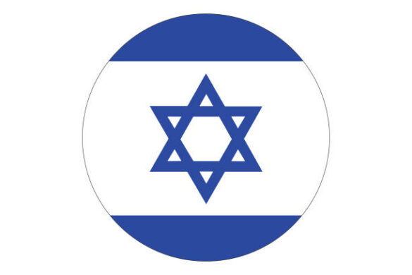 Circle flag vector of Israel on white background.